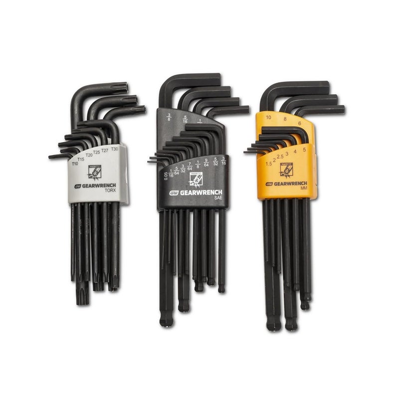 جير رينش GEARWRENCH مجموعة مفاتيح سداسية ذات نهاية كروية مغناطيسية طويلة مكونة من 31 قطعة SAE/Metric/Torx - 83527 كبير - Image 1
